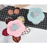 Creative Rotating 5 Grid Candy Storage Box Flower Petal Shaped Dried Fruit Plate