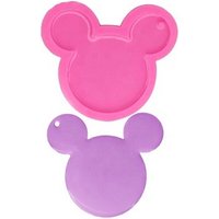 Shiny keychains mould glossy silicone mold Cartoon mouse head key ring mold for key chain
