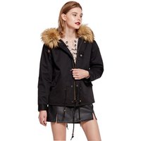 cz38082w China supplier parkar wholesale alibaba winter clothes 100%cotton Plus Size S-XXL Black Green Khaki women's fur coat