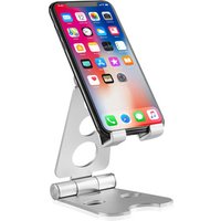 Adjustable Cell Phone Stand with Anti-Slip Base and Convenient Charging Port