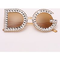 New DG Sunglasses Women Fashion Round Sunglasses Diamond Luxury Letter Frame Super Large Square DG Sunglasses UV400 Dropshipping