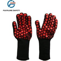 Long Cuff Aramid Silicone Heat Resistant Oven Gloves