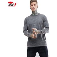 Bleach Wash Long Sleeve Cotton T Shirt