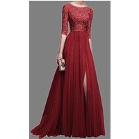 Chiffon & Cotton Off Shoulder Evening Dress