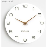 EMITDOOG Modern Luxury Big Wood Decor Wall Watch 3D Digital MDF Vintage Round Wall Clock Sticker Promotion