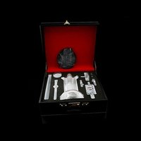 2018 popular led spring hookah all clear glass rotating shisha new design chicha with travel leather bag