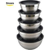 Cheap Stainless Steel Mixing Bowl with PE lids Salad Bowl