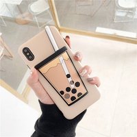 3D Cute Pearl Milk Tea Silicone Phone Case For iPhone XS MAX XR