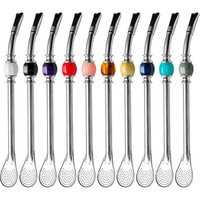 New Style Reusable Stainless Steel Drinking Straws With Filter Spoon