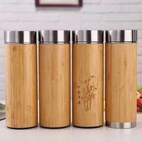 Wooden 450Ml Stainless Steel Bamboo Water Bottle,Stainless Steel Sport Bottle, Vacuum Insulated Cup