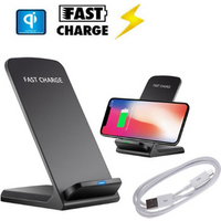 QI Wireless Charger Quick Charge 2.0 Fast Charging for iPhone 8 10 X Samsung S6 S7 S8 2-Coils Stand 5V/2A & 9V/1.67A