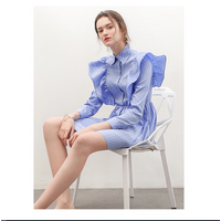 Striped Shirt Dress Butterfly Sleeves