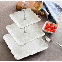 3Tiers Bone China Ceramic Cake Plates Stand Sugar Candy Dessert Tray Dishes Xmas Party Show Square Round Porcelain Fruit Plate