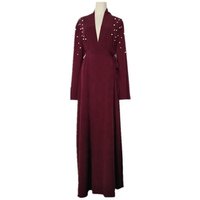 New arrival pearl cardigan kaftan dress modern islamic kimono clothing open fashion abaya dubai