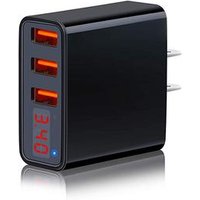 USB Wall Charger 3.4A/5V 3-Port USB Charger Block Fast Travel Plug Adapter with Volt LED Display Compatible iPhone samsung