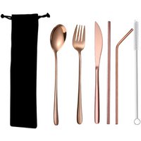 Outdoor camping portable travel reusable stainless steel cutlery set stainless steel metal flatware set