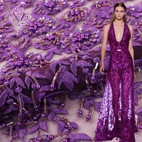 Luxury Beaded Sequin Pearl Embroidery Lace Fabric