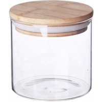 100ml Borosilicate Glass Airtight Canister Storage Jar Bamboo Lid Jar Candy glass Jar