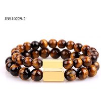 Natural Stone Tiger eye Stainless Steel Custom Engrave Text Beads Stretch men women bracelet