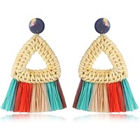 Handmade Rattan tassel Drop Earrings for Women