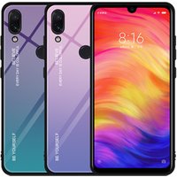 Luxury Gradient Tempered Glass Phone Cases Anti-scratch Shell for Xiaomi Redmi Note 7