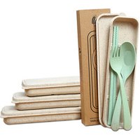 Kids Adult Cutlery Set Spoon Fork Chopstick Camping Picnic Office Gift Portable Travel Wheat Straw Flatware Set