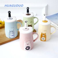 2019 daily household items made in china cute bear design ceramic espresso cups for tea child cartoon printing travel mug