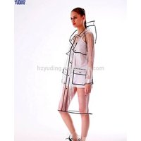 Wholesale adult transparent Plastic raincoat fashion clear long rain jacket ladies durable raincoats with hood