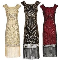 ecowalson Deluxe Ladies 20s 1920s Roaring Flapper Costume Sequin Gatsby 20's Fancy Dress