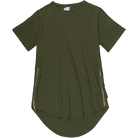 Cotton Side Zipper Longline T Shirt