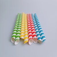 Eco friendly diagonal cut boba bubble tea stripe 12mm paper straw 25 pcs per bag