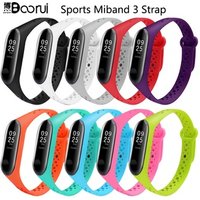 BOORUI Sports Breathable miband 3 strap Replacement Silicone Watch Band m3 smart band strap for xiaomi mi 3 smart bracelet