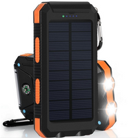 Customized double usb outlets waterproof 10000mah solar charger power bank with compass