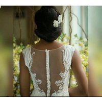 Plus Trumpet Lace Mermaid Wedding Dress Cap Sleeves