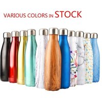 School sport thermos vacuum bottle 500 ml wood grain stainless steel cola bottle