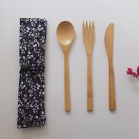 3 pcs/set Bamboo Travel Cutlery Set Manufacturer Wooden Cutlery Travel Set Camping Bamboo Utensils Wholesale custom logo