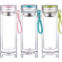 Zogift 2019 daily use items Double wall glass bottles manufacturer selling glass tea fruit filter infuser vacuum water bottle