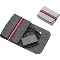 Mini Felt Pouch Power Bank Storage Bag For Data Cable Mouse Travel Organizer