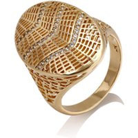14437 High finishing oval shape diamond paved gridding big ring gold plated copper alloy ring