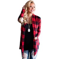 Suede Elbow Patch Long Sleeve Plaid Cardigan