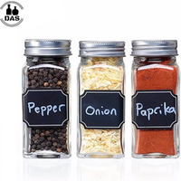 Square Glass Spice Containers 4oz, Spice Jars Bottles, Square 4 oz Cruet Glass Spice Jars with Shaker Tops Lids