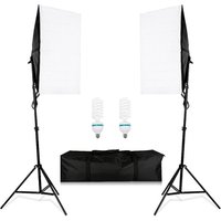 Photography Lighting Kit 2PCS 2M Light Stand + 2 x 50 * 70CM Wired Softbox E27 Lamp Holder + Portable Bags Photo Studio Kits