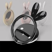 Adjustable 3M Adhesive Rabbit Shape Paste Ring Metal 360 Degree Rotation Mobile Phone Holder for Retail Display
