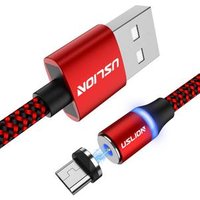 USLION 1M Magnetic Nylon Weave USB Cable for iPhone Data Transfer Cable for Type C Micro-USB