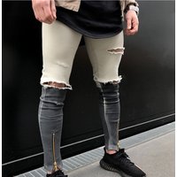Destroyed Zipper Hip Hop Denim Jeans