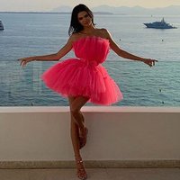 Mesh Layered Off Shoulder Evening Tutu Dress