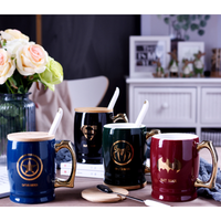 Gold handle Marvel's The Avengers porcelain coffee milk cup mug tea cup ceramic personal mug with lid spoons