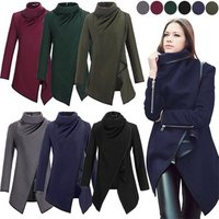 Autumn Winter Woollen Overcoat Irregular Zipper