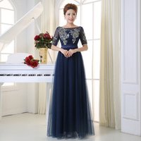 Elegant Line Half Sleeve Mother Bride Evening Dress