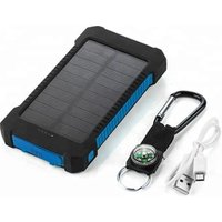 Big capacity handle with compass waterproof solar power bank 10000mah with camping light